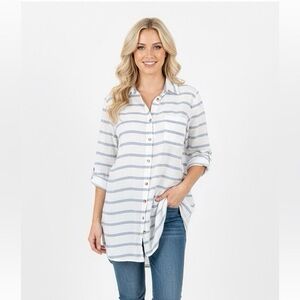 VIOLA BORGHI 100% Linen 3/4 Sleeve Top/Tunic